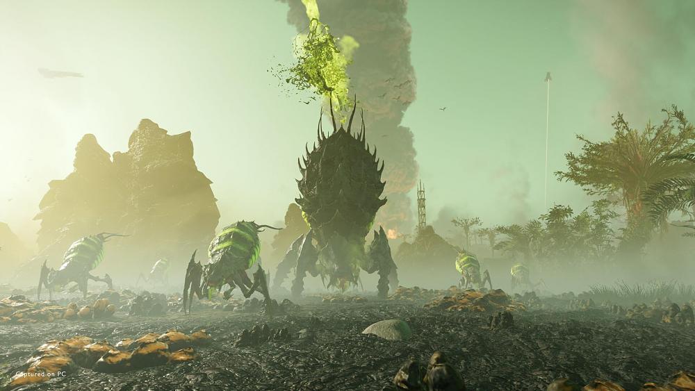 Big alien bile spewing bugs on an alien planet.