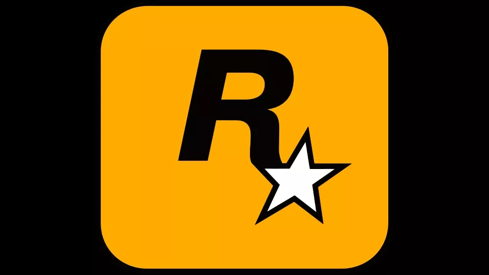 The yellow and black logo for Rockstar Games showing a black, stylized R with a small white star atop a yellow background.