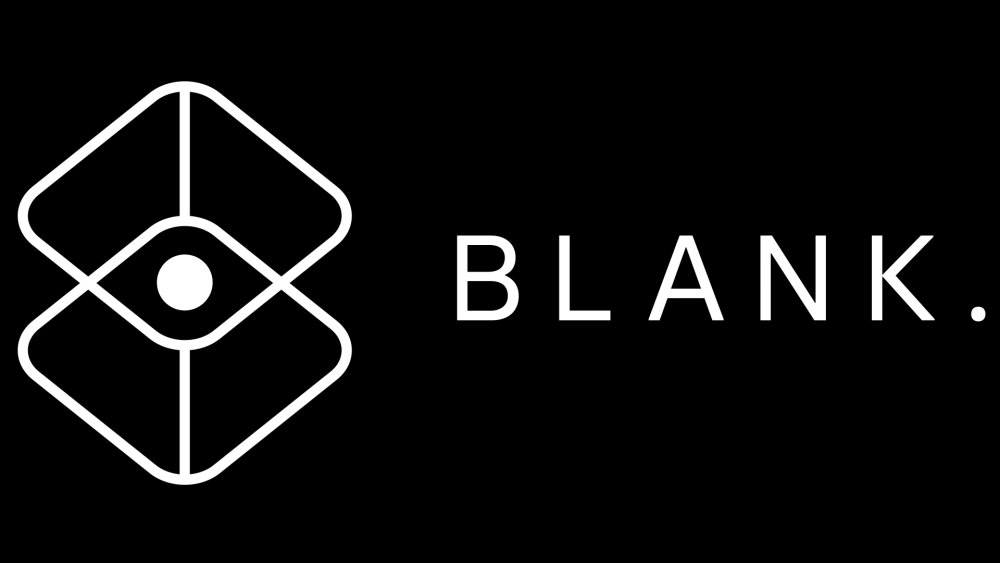 A black and white logo for a new game company called Blank.