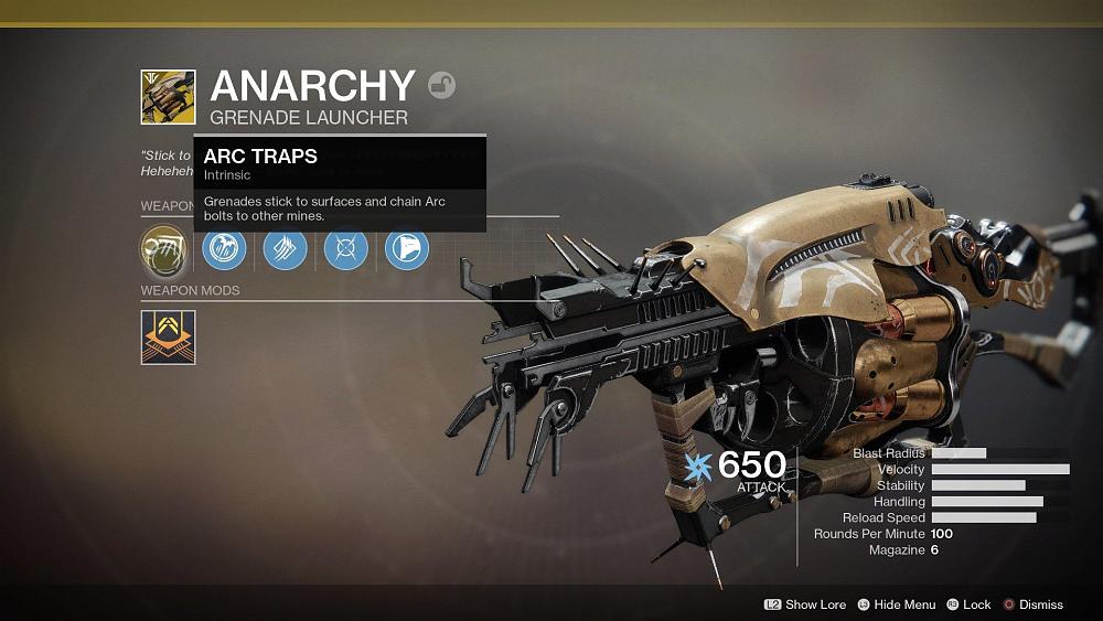 Destiny 2 - Anarchy grenade launcher