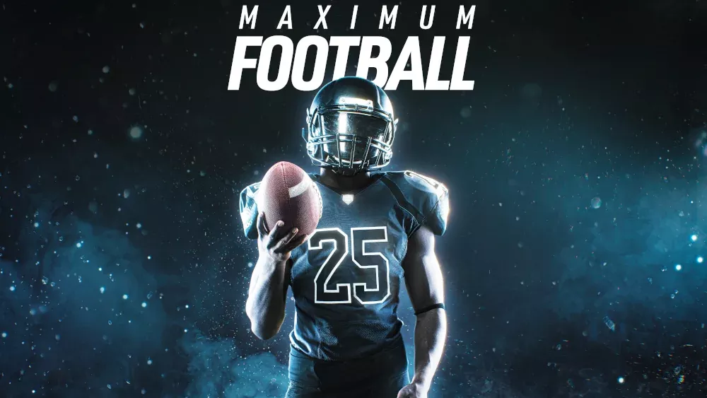 An American football player in uniform. The title, Maximum Football, is displayed at top.