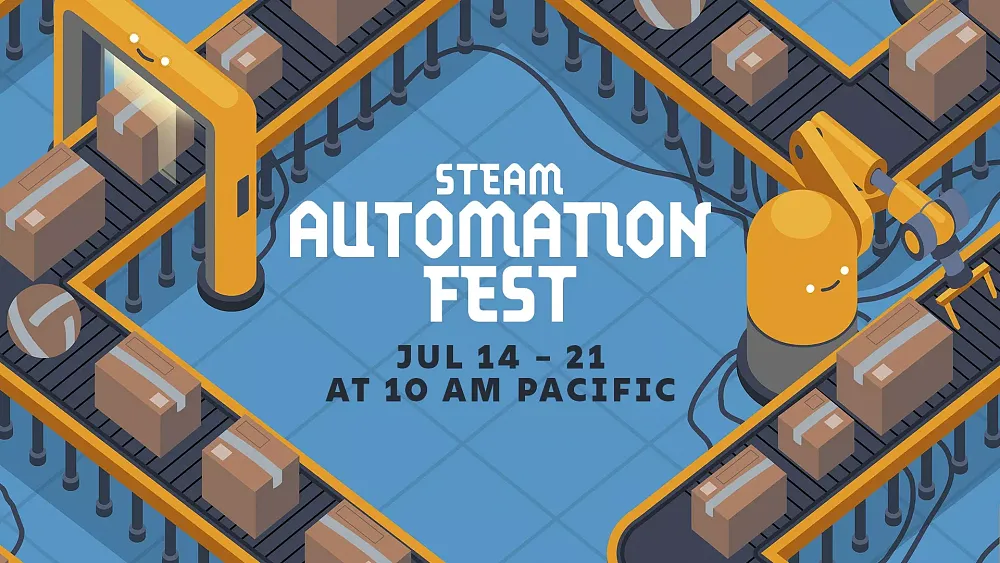 Promo saying that the Steam Automation Fest runs from July 14 - 21, 2025.