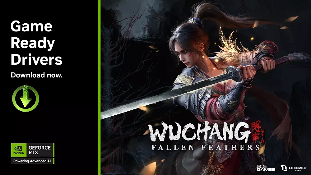 Promo telling about the new GeForce Game Ready Driver for WUCHANG: Fallen Feathers.