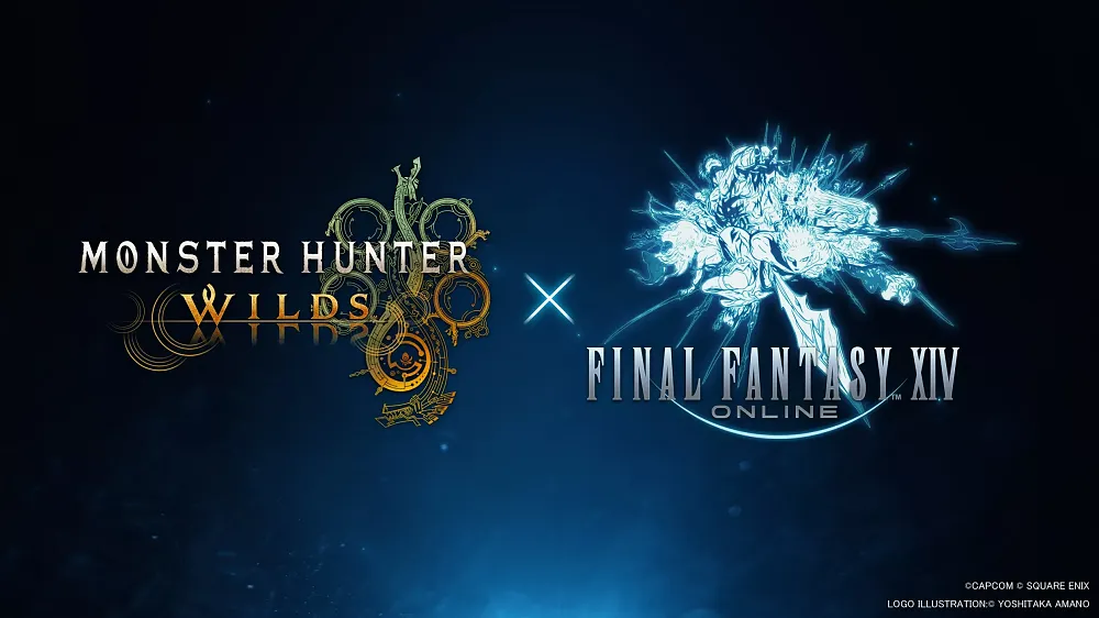 Logos for Monster Hunter Wilds and Final Fantasy 14.