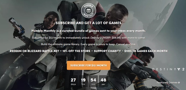 Destiny 2 Humble Monthly