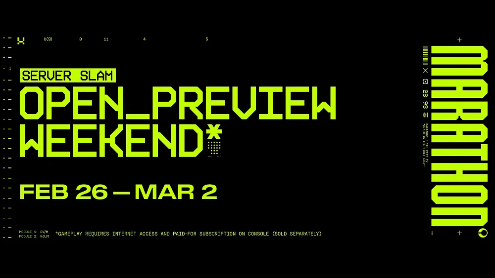Image promoting the Server Slam event for Marathon. The event runs from February 26 until March 2 at 10 AM Pacific.