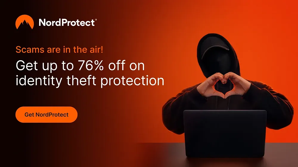 Promo image for NordProtect, offering up to 75% off of identity theft protection.