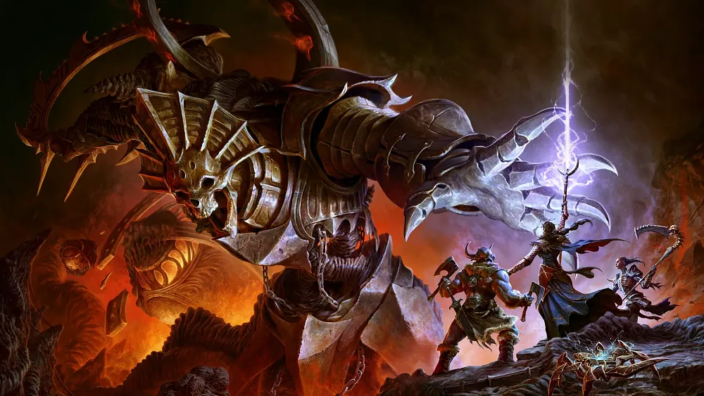 Art for Season of Construct, the third season for Diablo 4 featuring mechanical enemy foes.