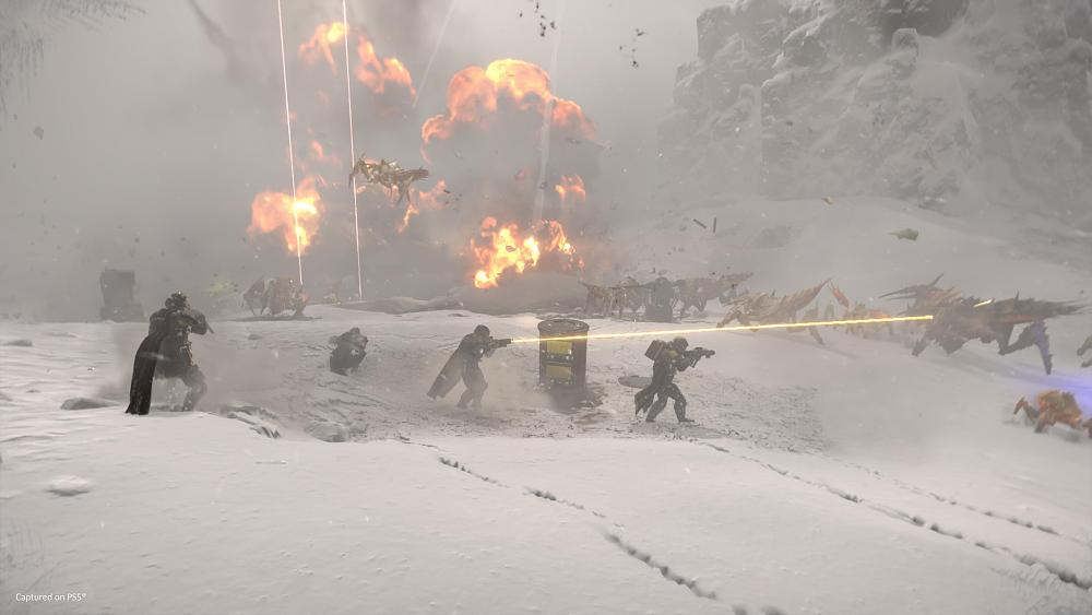 A battle between space soldiers and a horde of alien bugs.