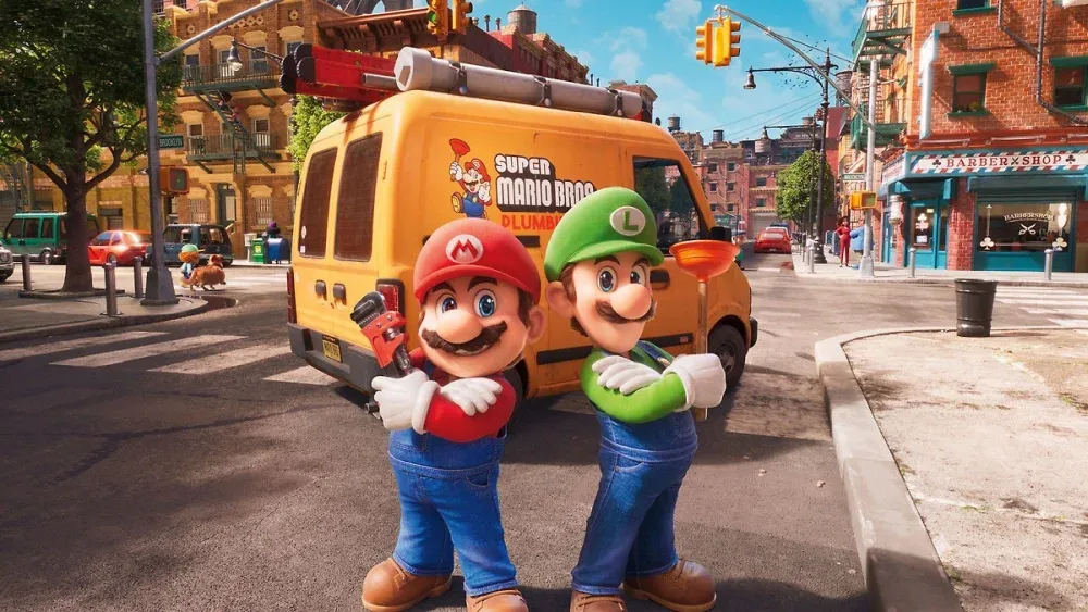 Mario and Luigi looking sternly at the camera.