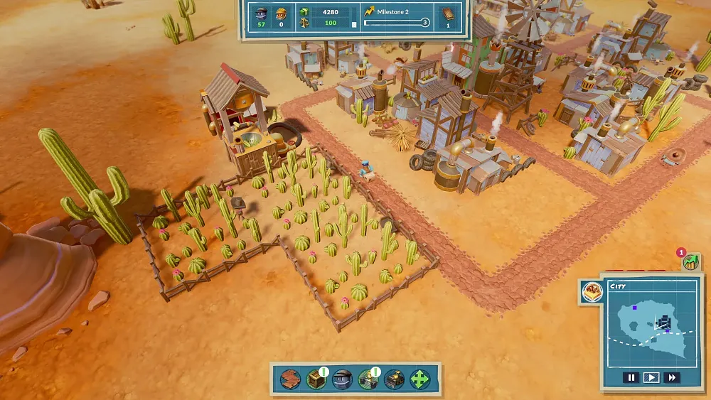 Screenshot showing a user interface for a city building game with grid layouts where different things can be built.