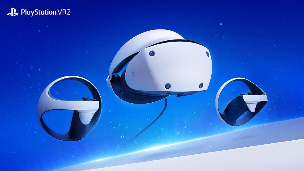 The PlayStation VR2 headset and controllers.