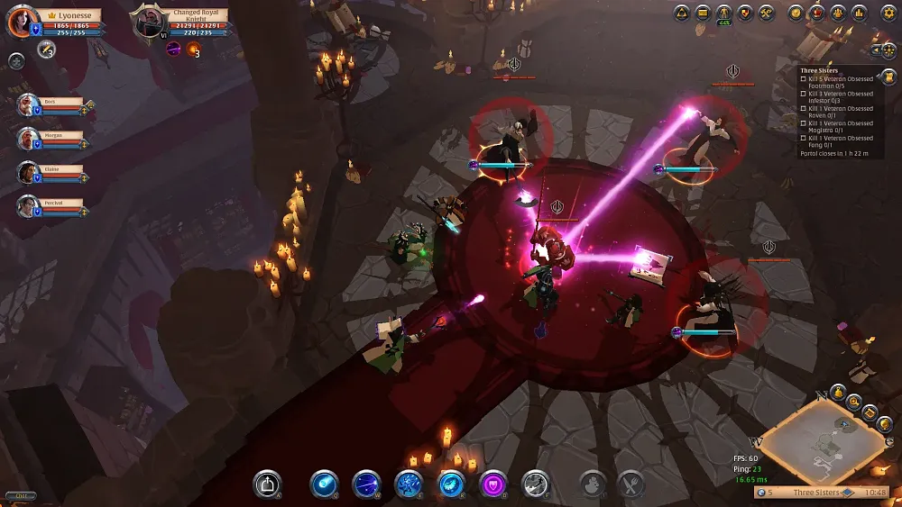 A screenshot of Albion Online showing an isometric view of a fight in the MMO.