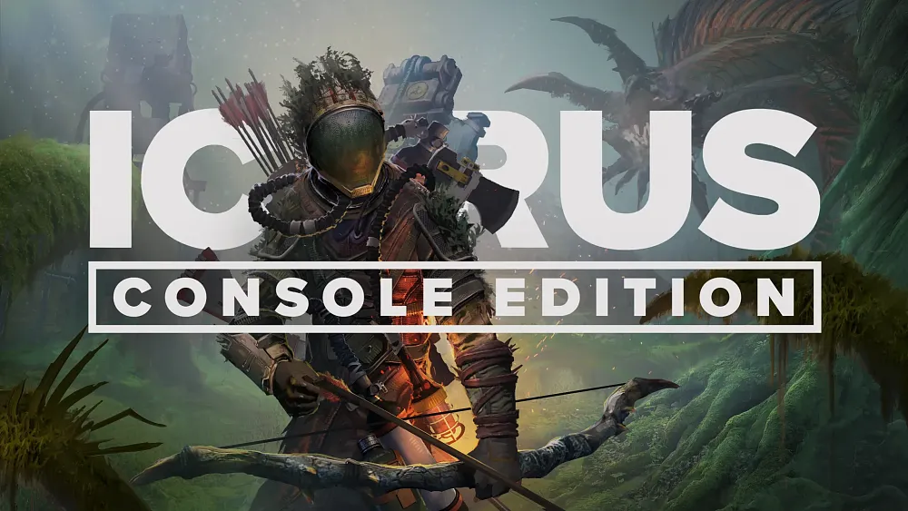 Key art for Icarus: Console Edition showing a space explorer on an alien planet.