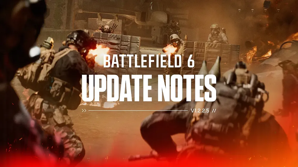 Art promoting the 1.2.2.5 game update for Battlefield 6.
