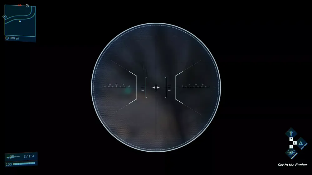 Looking through a sniper scope in MindsEye.