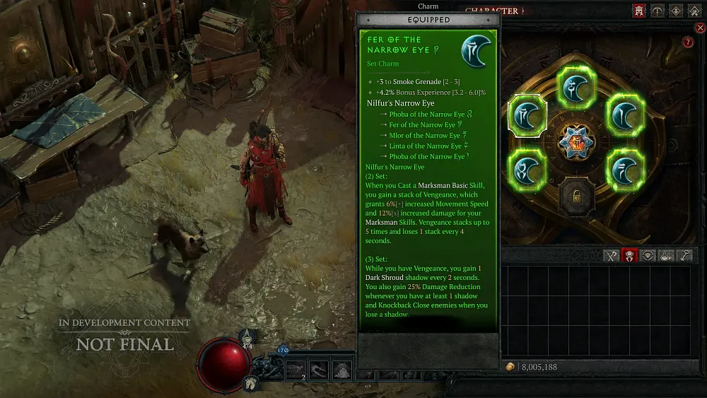 An image showing the new Talisman system in Diablo 4: Lord of Hatred as taken from an in-development build.