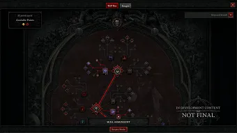 A work in progress screenshot of the overhauled player skill tree in Diablo 4: Lord of Hatred.