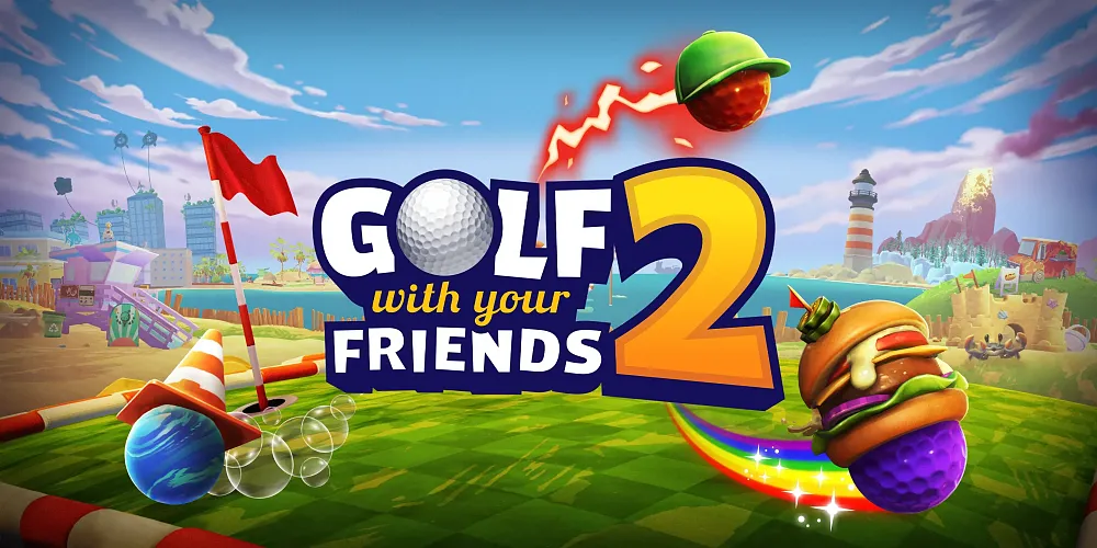 Main art with the title and some mini golf action from Golf With Your Friends 2.