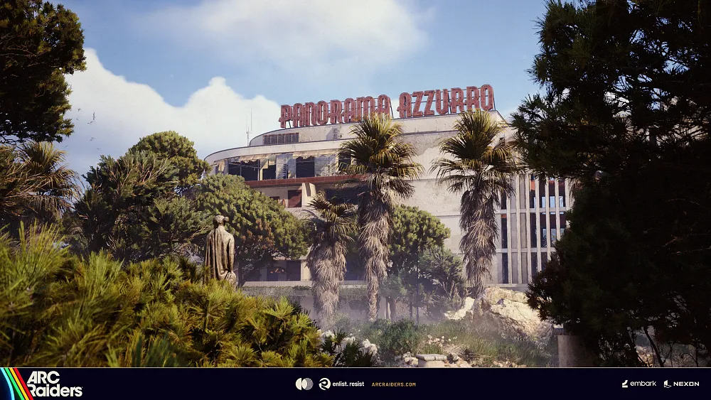 An abandoned hotel from the Riven Tides map in Arc Raiders.