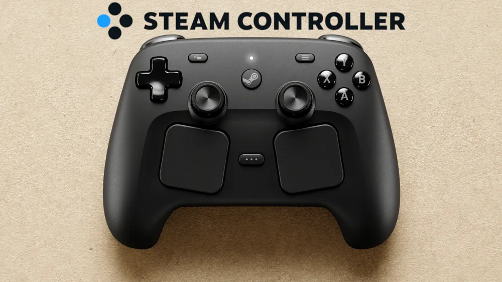 The front view of Valve's new Steam Controller.