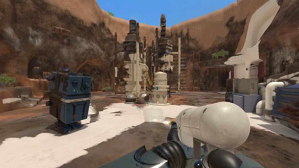 Screenshot showing a dirty Tatooine from the upcoming Star Wars DLC for PowerWash Simulator 2.