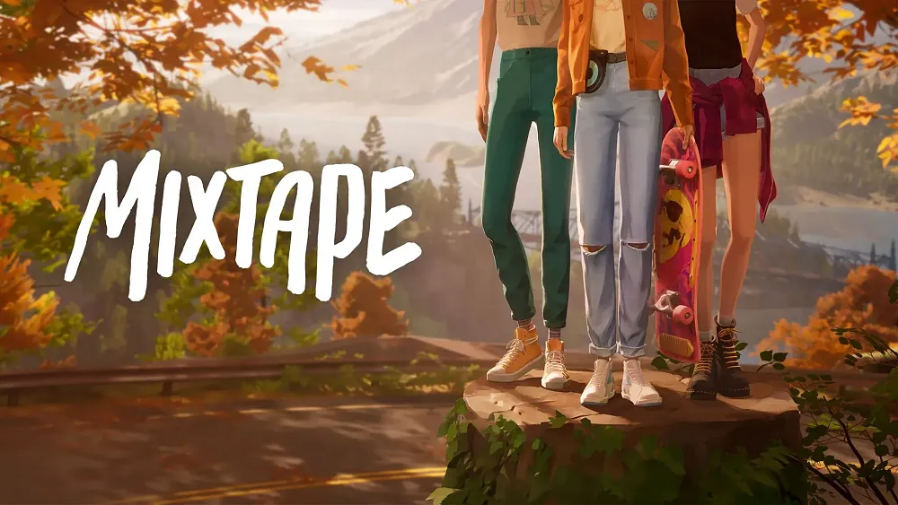 Art for the game Mixtape showing the lower halves of the three teen protagonists from the game.