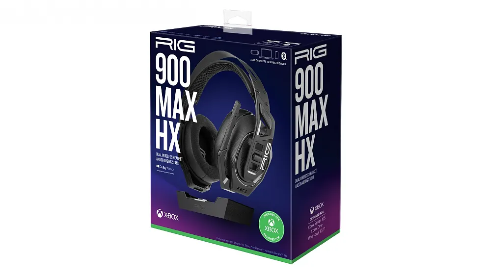 An image of a retail box for gaming headphones.