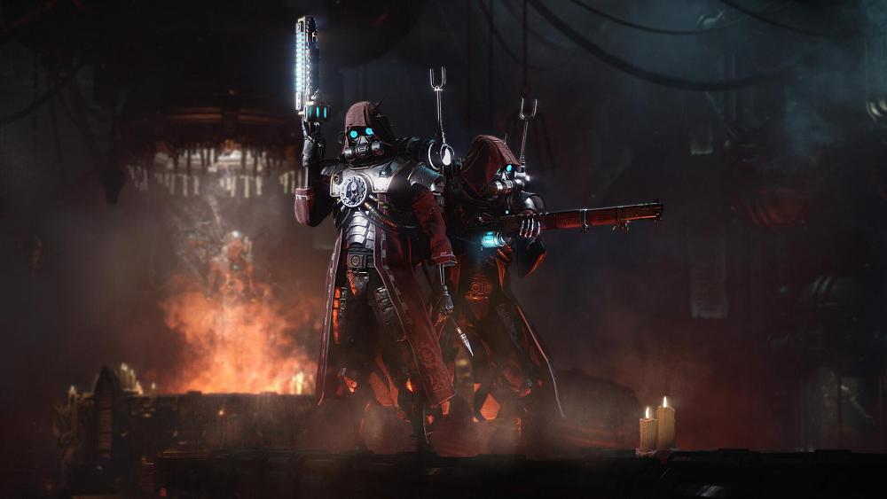 Robot humanoids, Skitarii Alpha Primus, from the upcoming DLC for Warhammer 40K Darktide.
