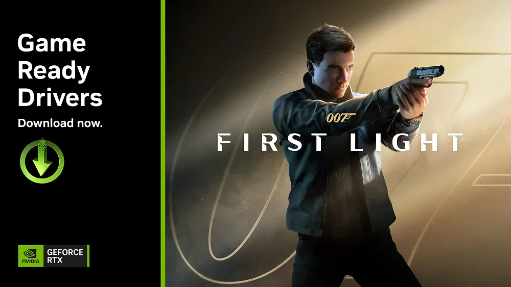 Art promoting new Nvidia GeForce Game Ready Drivers for 007 First Light.