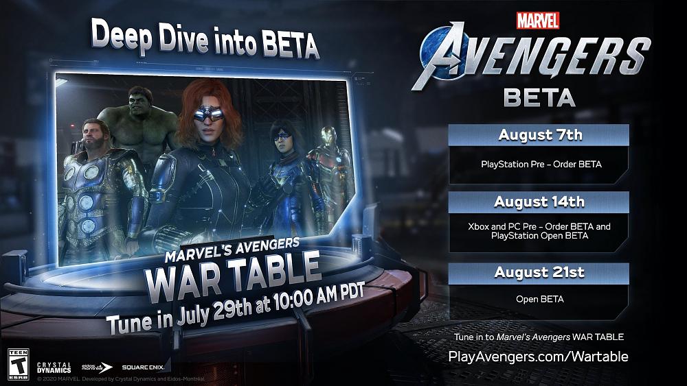 Marvel's Avengers beta dates infographic
