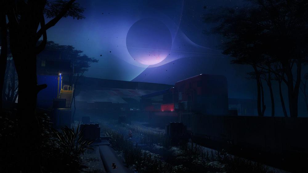 A night scene of a non-descript location in the Marathon game.