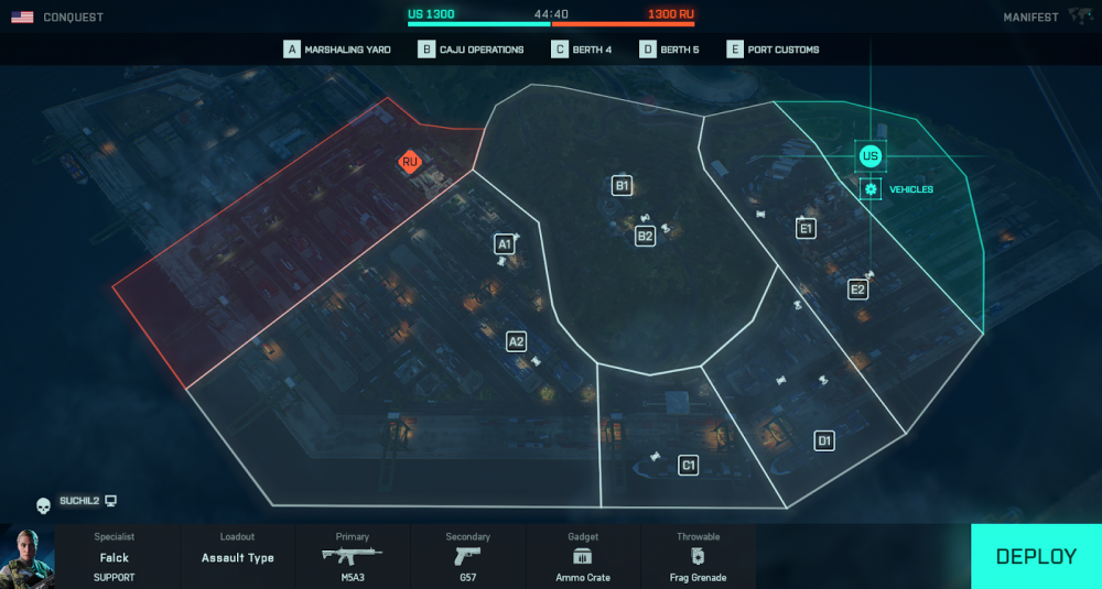 An overhead view of a game map showing capture zones