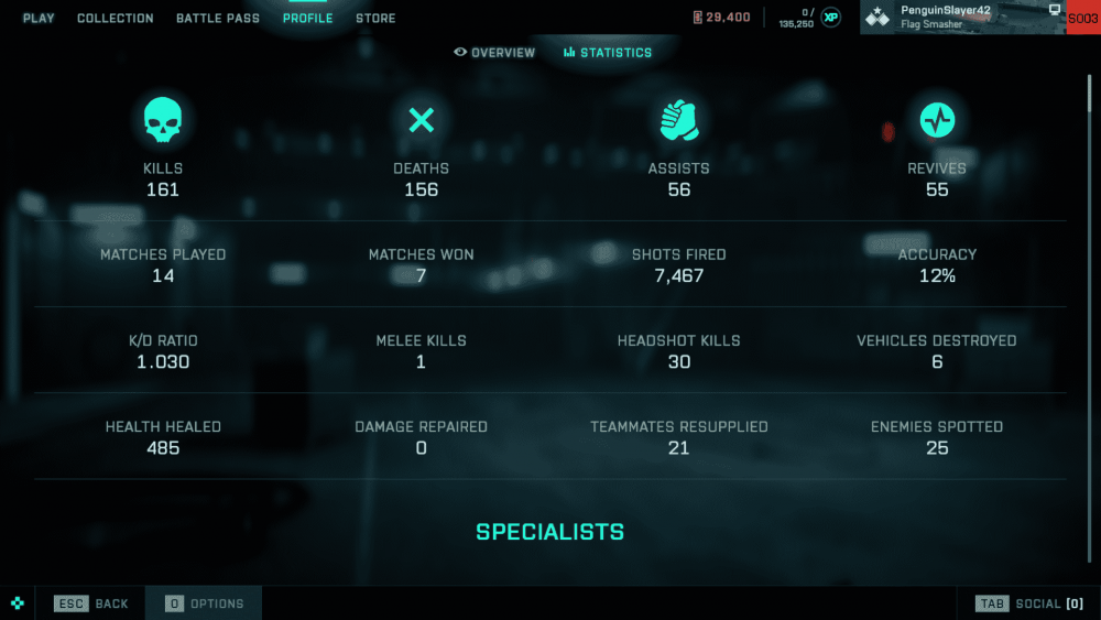 BF2042 stats page
