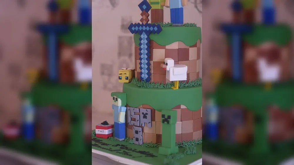 A cake based on Minecraft. Photo via pexels.com.