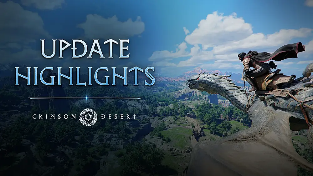 A hero riding a flying creature over a vast landscape in a fantasy game.