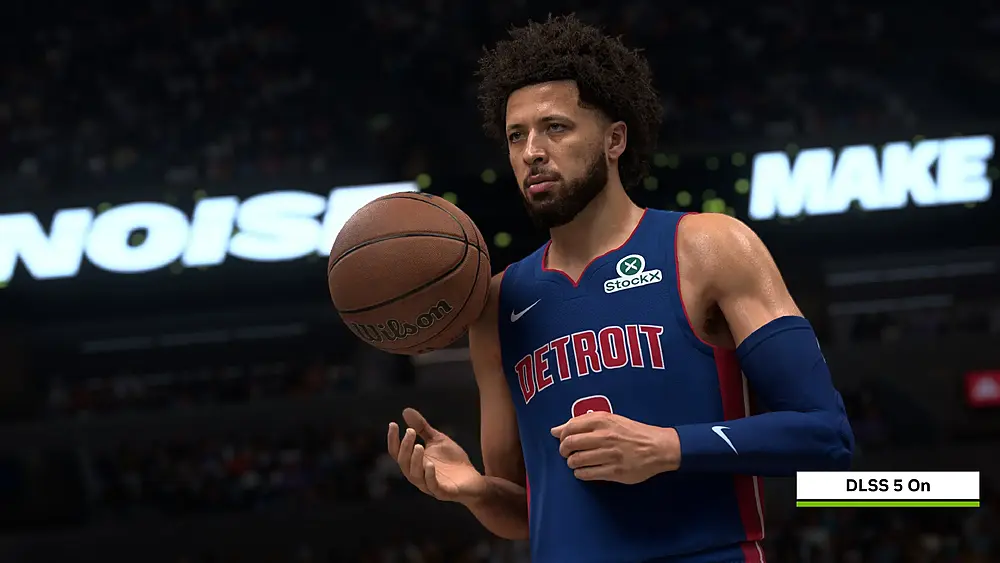 An image showing a digital basketball player from NBA 2K27 with DLSS 5.