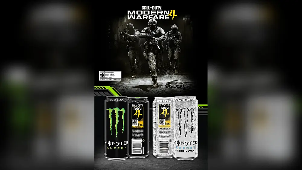 Promotional art for a promo between Monster Energy and Call of Duty: Modern Warfare 4.
