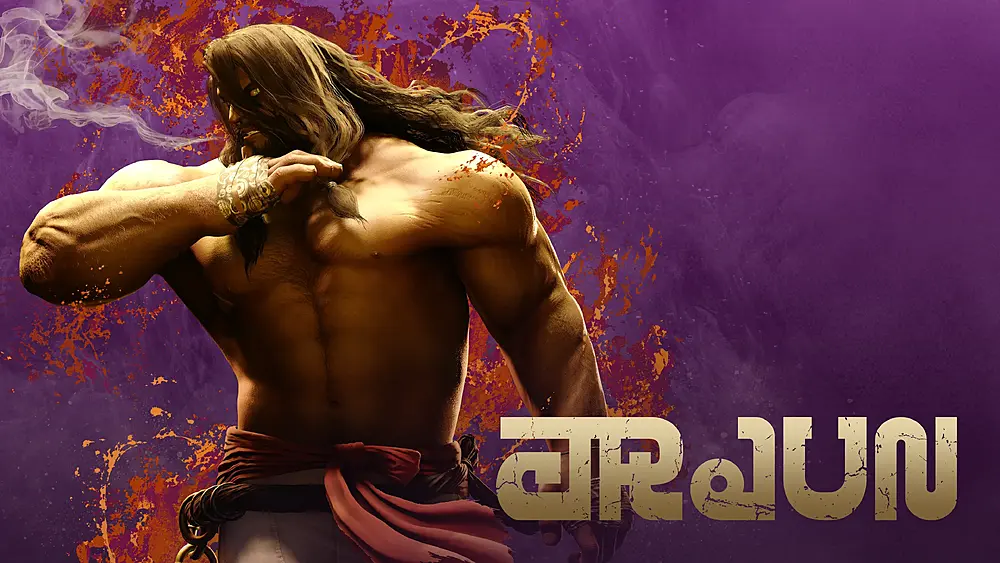 The character Arjun from Street Fighter 6, a very buff fighter from India with a thick beard and thick head of hair.