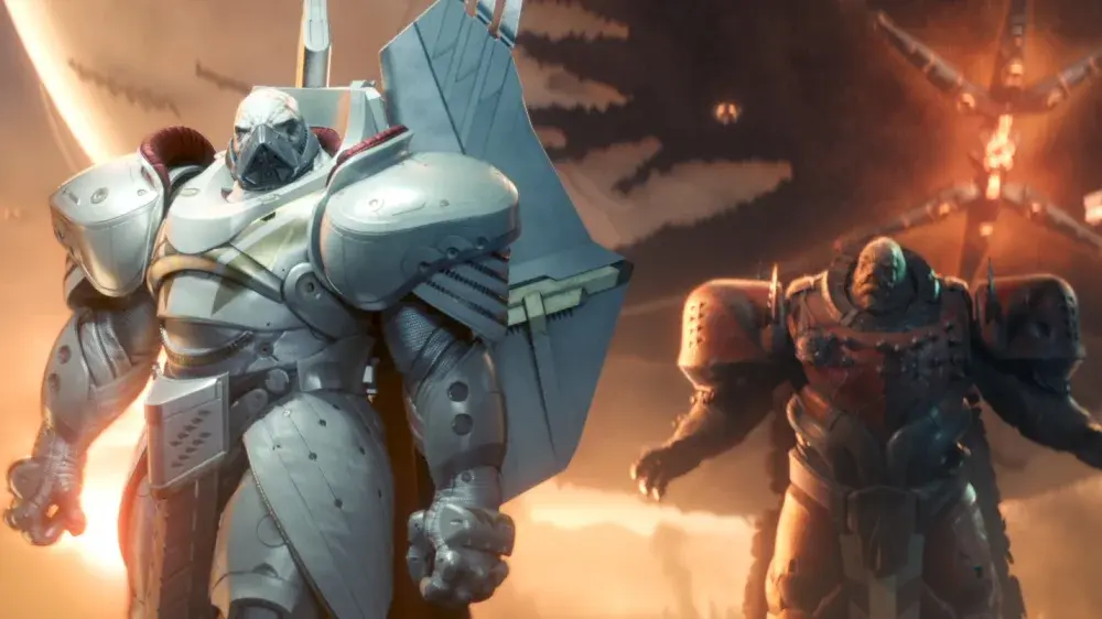 Screenshot from the vaulted Red War campaign for Destiny 2 showing two of the game's main villains.