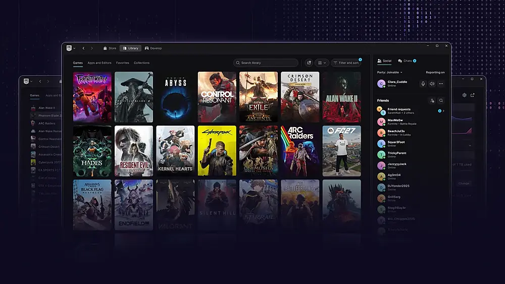 An image of the new Epic Games Store Launcher that was vibe coded with AI.