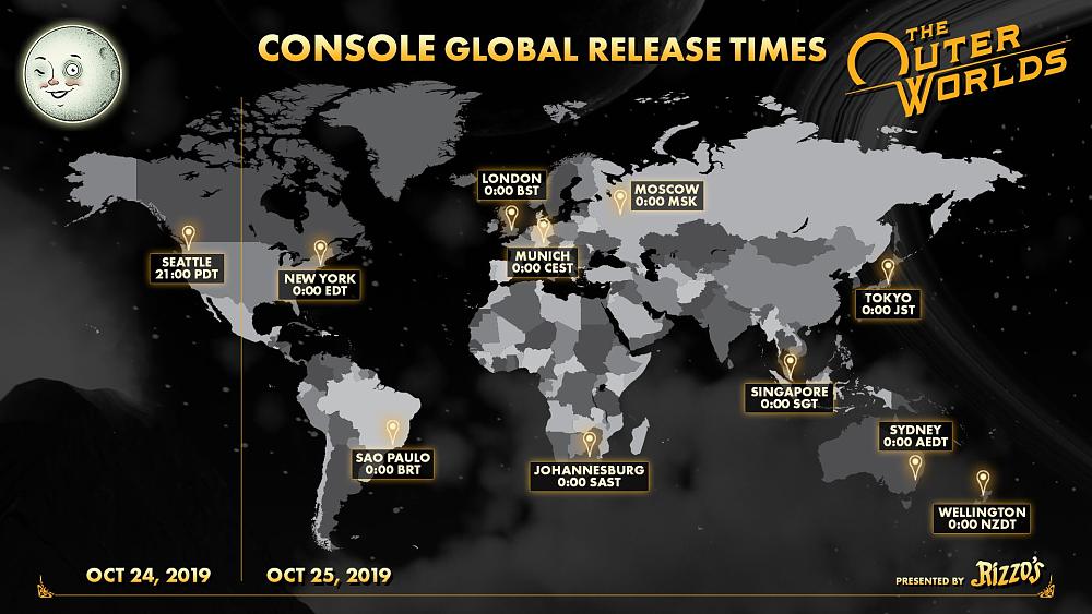 The Outer Worlds console release times