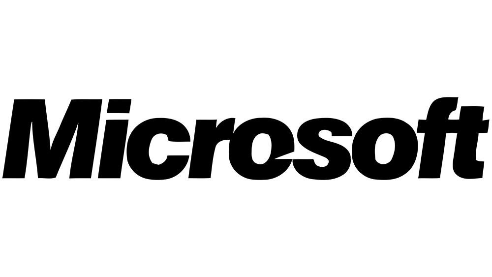 Logo of black text on a white background. The text reads "Microsoft."