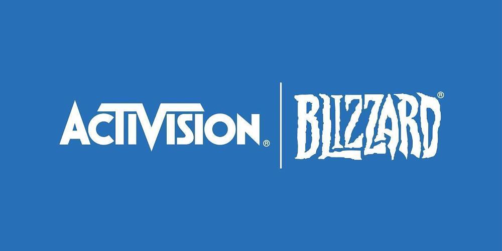White text on a blue background. The text reads "Activision Blizzard".