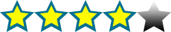 A review scale using stars showing a score of 4 out of 5.
