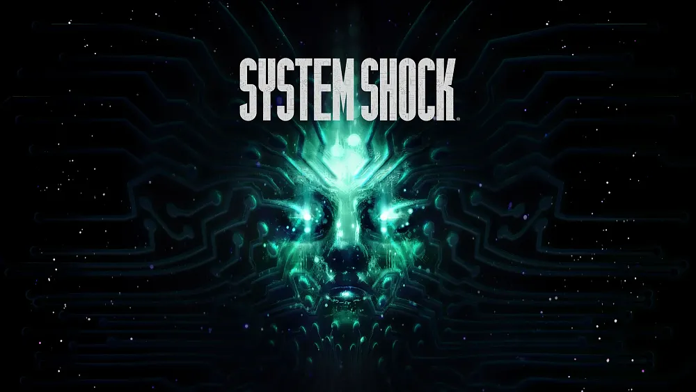 System Shock key art showing the title and a visual of the AI Shodan.