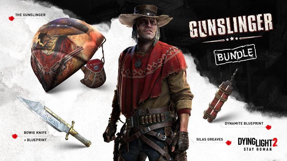 Art showing some cross-game promotional content from Call of Juarez: Gunslinger appearing in Dying Light 2.