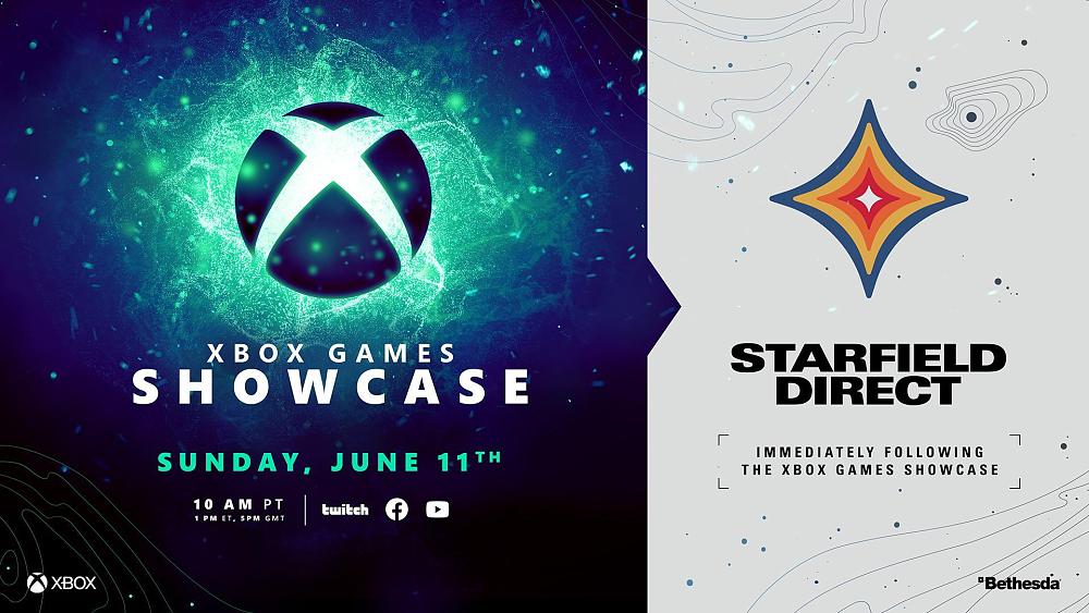 Art promoting the Xbox Games Showcase and Starfield Direct for June 11 at 1PM (ET).