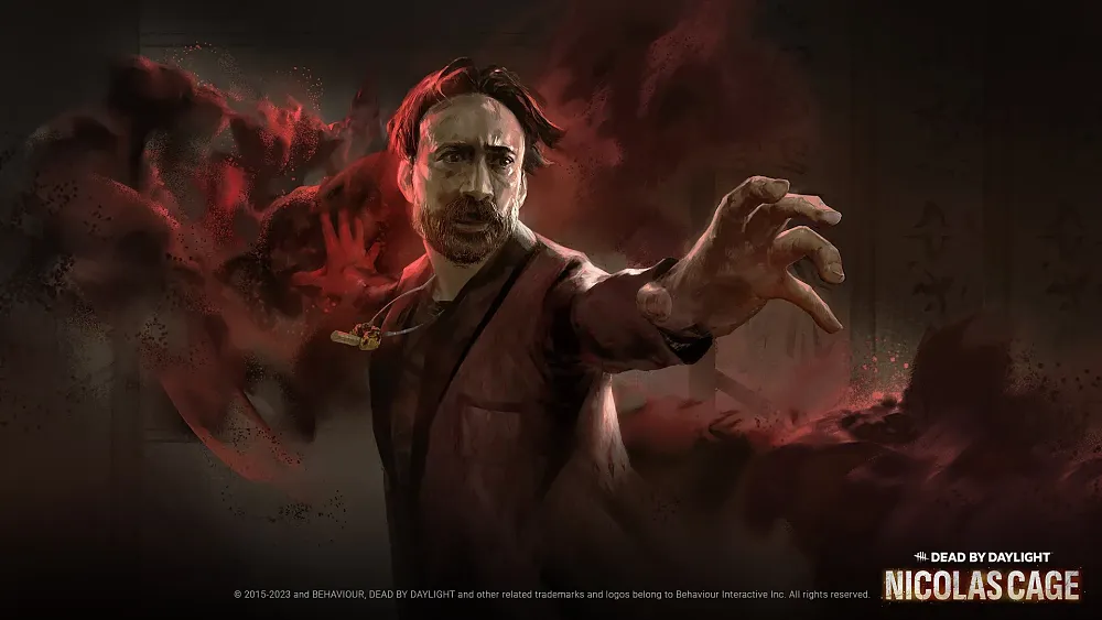 Artwork of Nicolas Cage in Dead by Daylight.