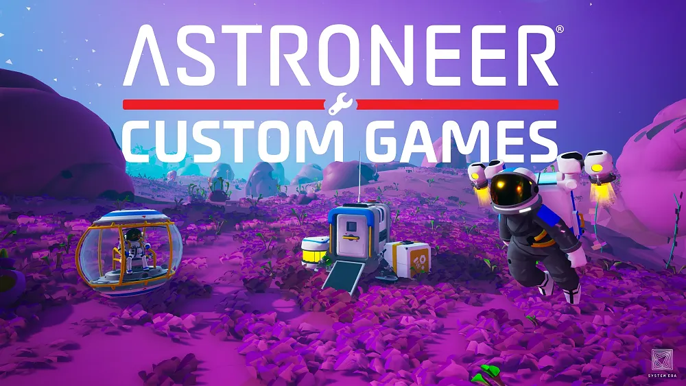 Key art for the new Custom Games Update for Astroneer.